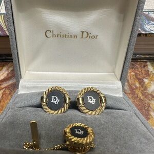 Christian Dior cuff links and tie pin